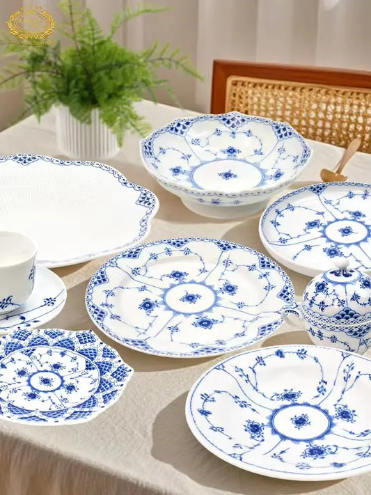 Jingdezhen White Jade Porcelain Blue White Tang Grass