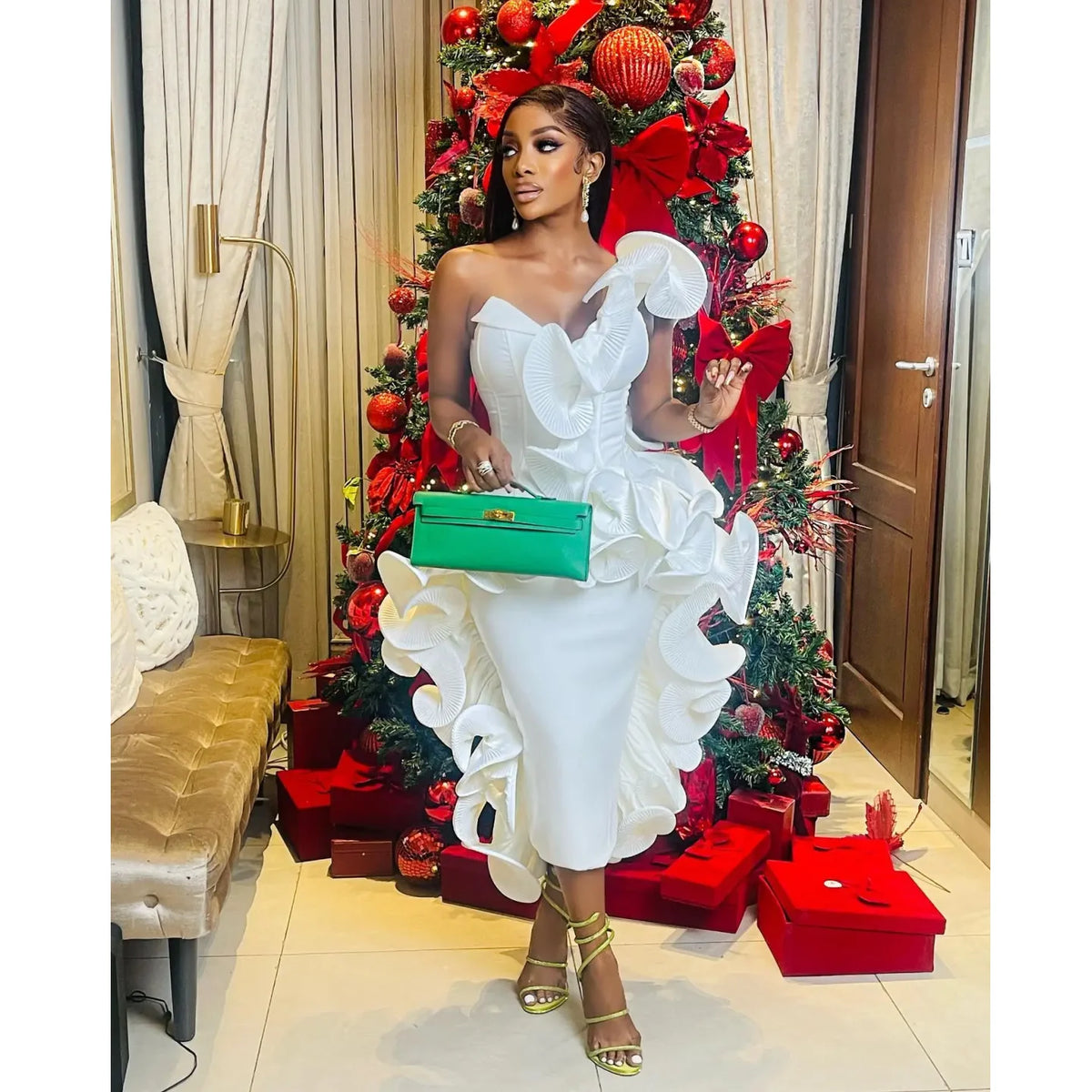 Stylished Nigeria Women Maxi Dresses To Party White