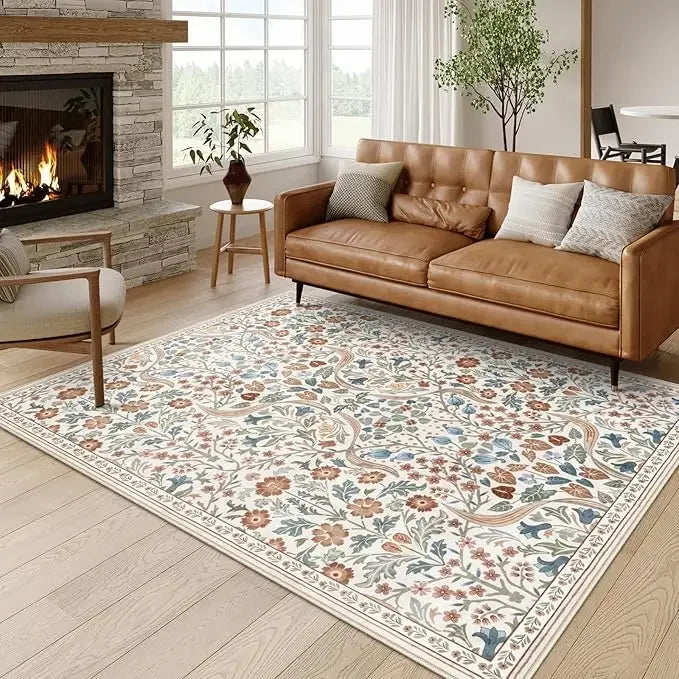 Vikama Vintage Flower Living Room Carpet Soft Easy