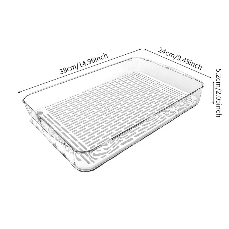 Double-Layer Rectangle Plastic Dish Drainer Fruit Dryer Tray