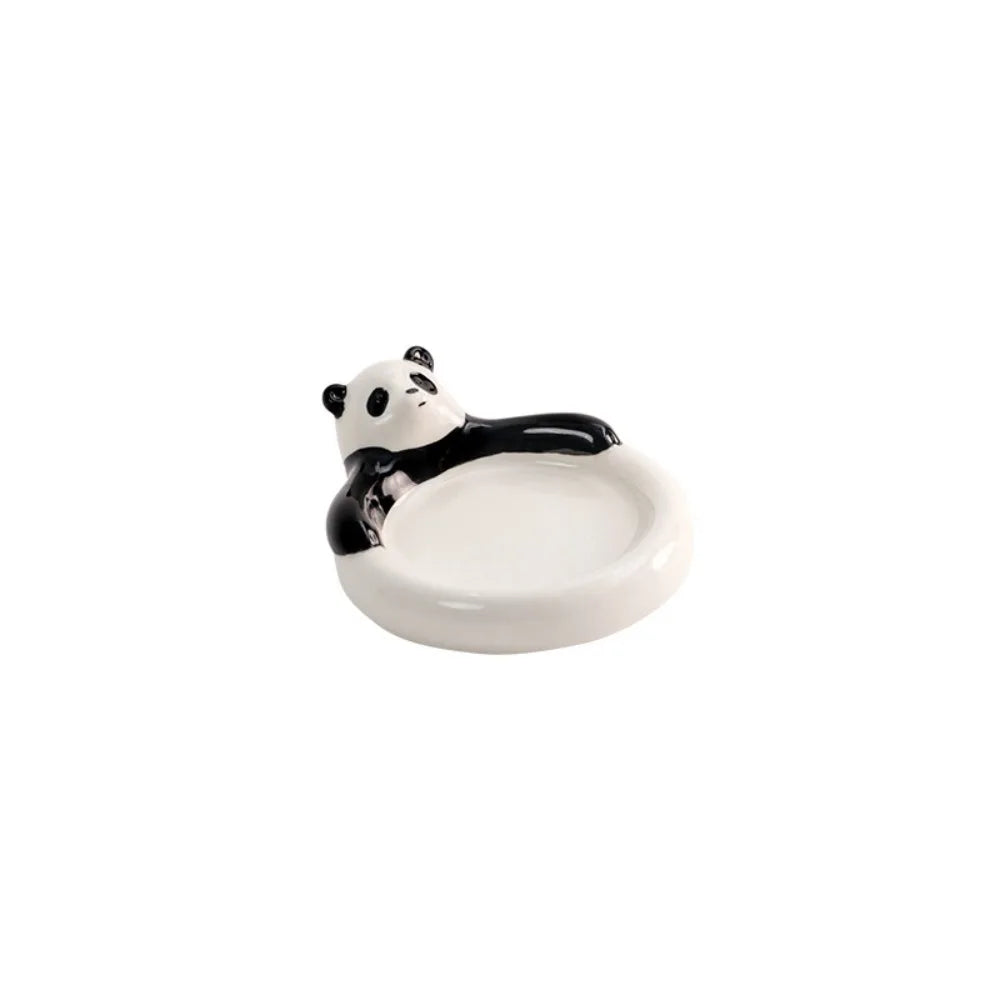 Tableware Ceramic Cartoon Animal Dipping Dishes Round White