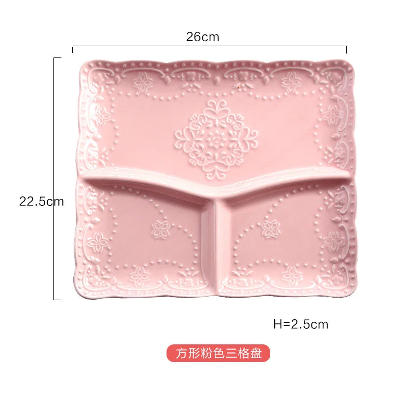 Children Ceramic Butterfly Divided Plate Breakfast Plate Japanese