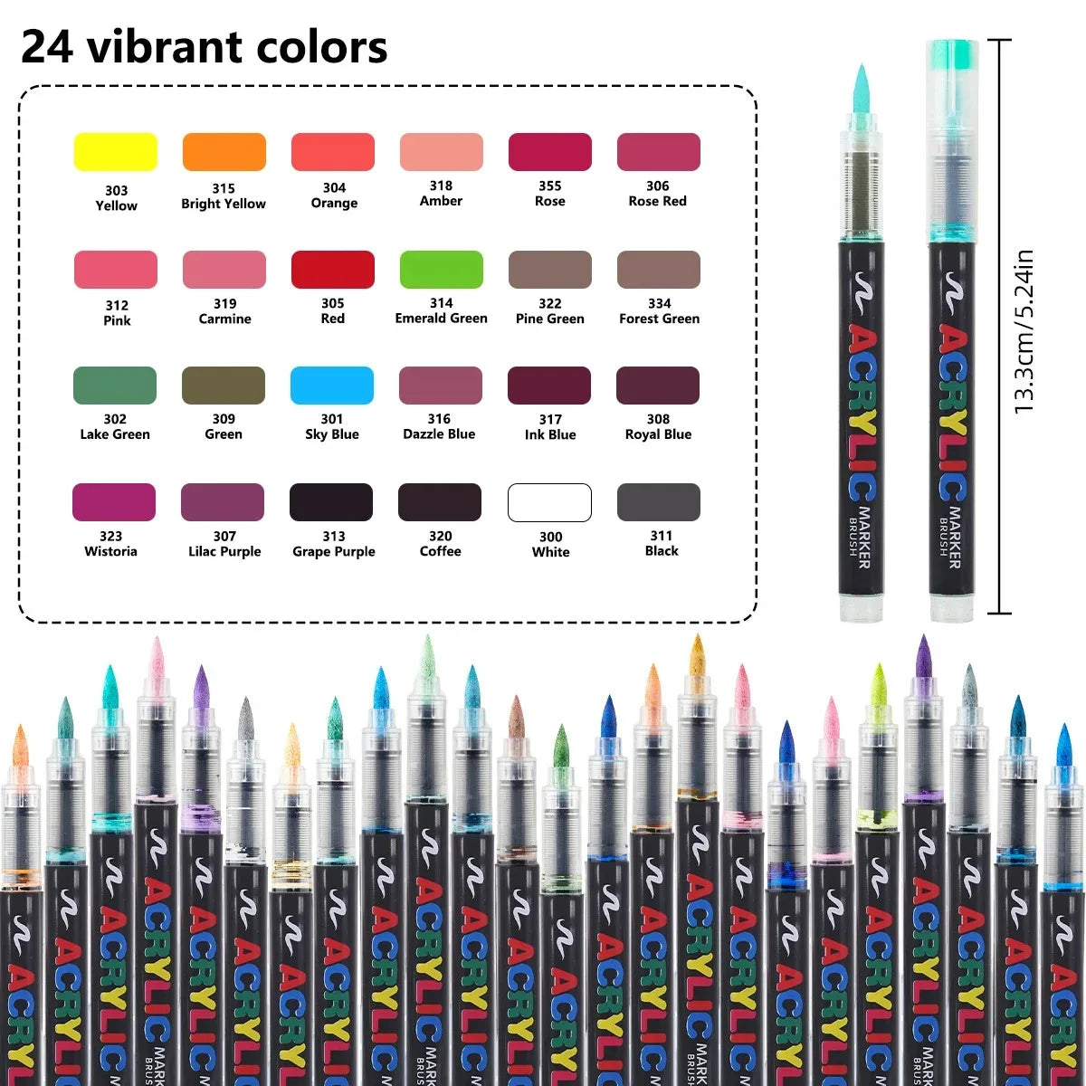 12-366 Colors Acrylic Marker Waterproof Acrylic Brush Marker