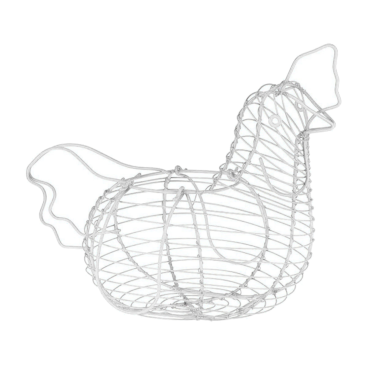 White Iron Art Eggs Storage Basket Chicken Shaped