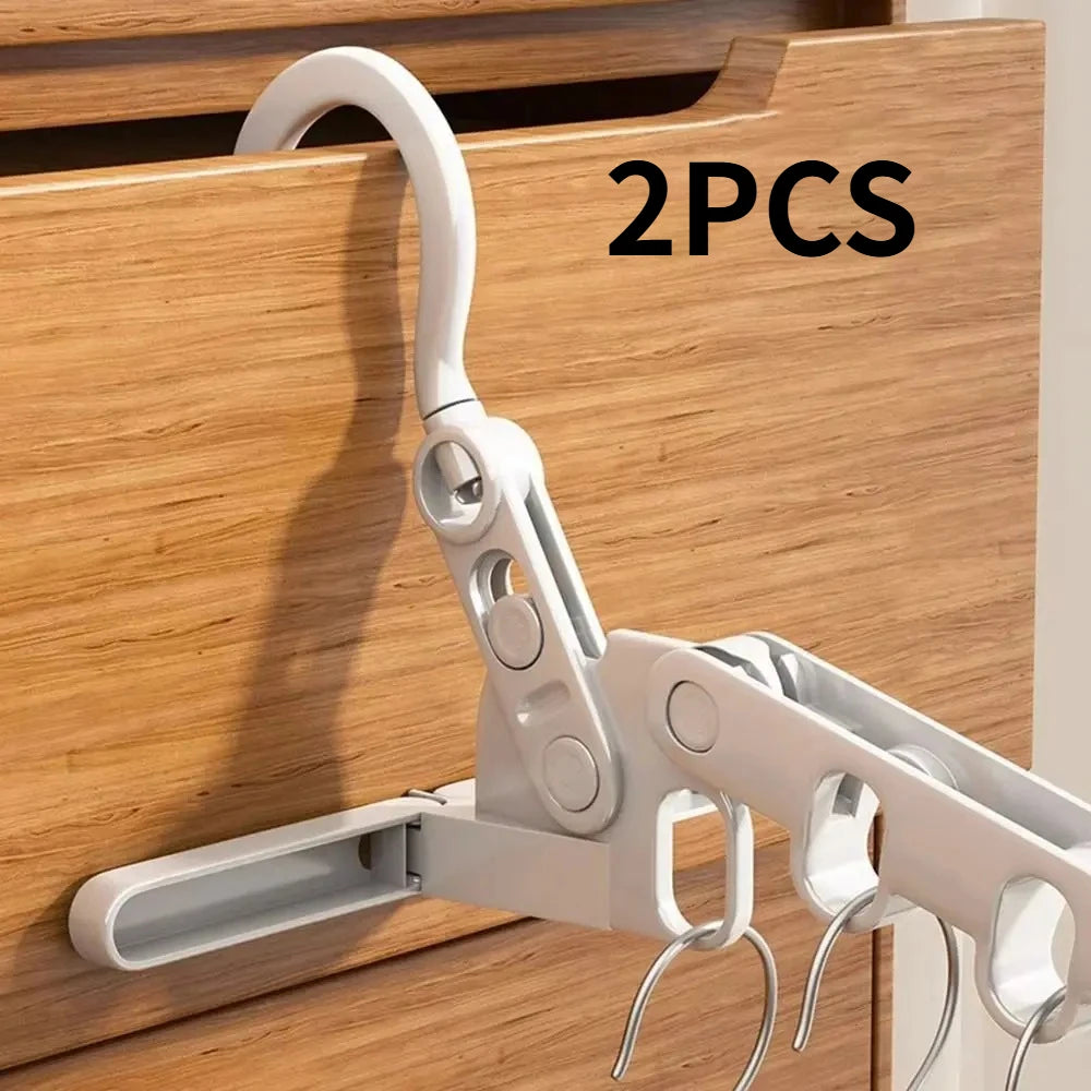 2pcs Hotels Foldable Clothes Drying Rack Five-Hole Multi-Function