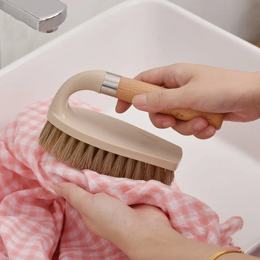 Wooden Handle Cleaning Brush Stiff Bristle Scrubber