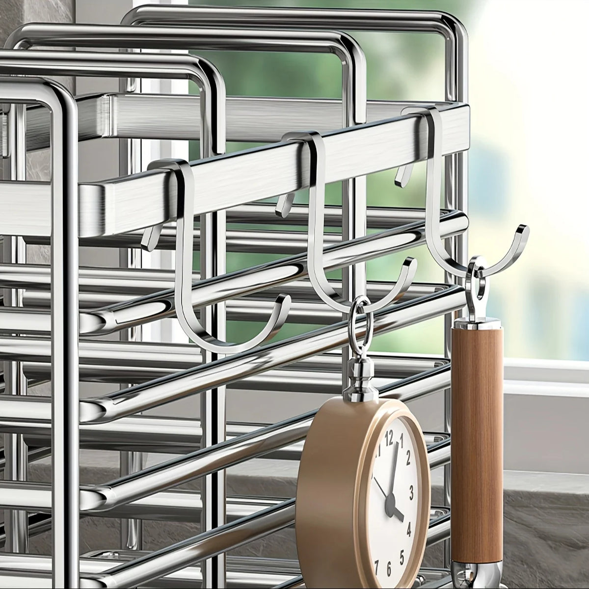 No-Drill Wall Mount Utensil Holder Stainless Steel Organizer