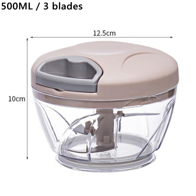 500/900ml Meat Mincer Garlic Chopper Hand Pull Press