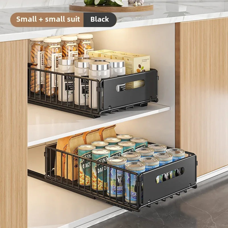 Non Perforated Folding Cabinet Pull-Out Basket Snack Storage
