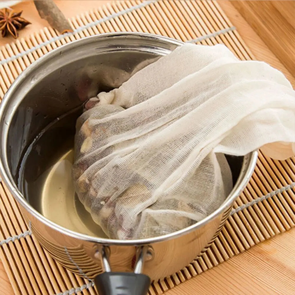 Cotton Cloth Bag Reusable Locking Spice Strainer Mesh
