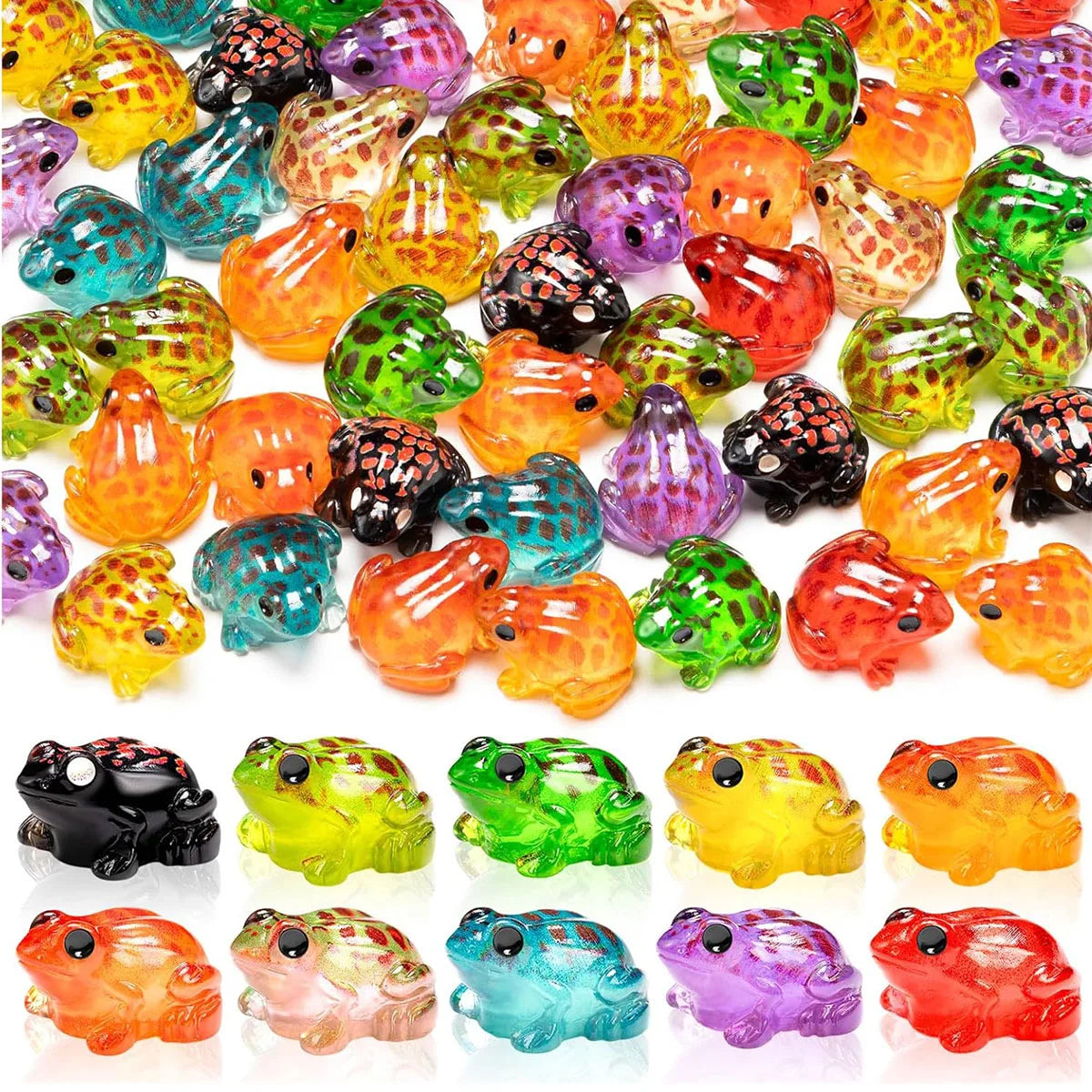 10pcs Luminous Mini Resin Frogs Figurines Glow In