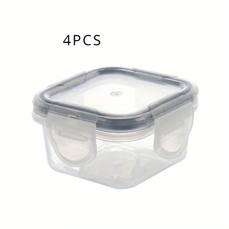 4pcs Mini Food Storage Container Leakproof Lid Sauce