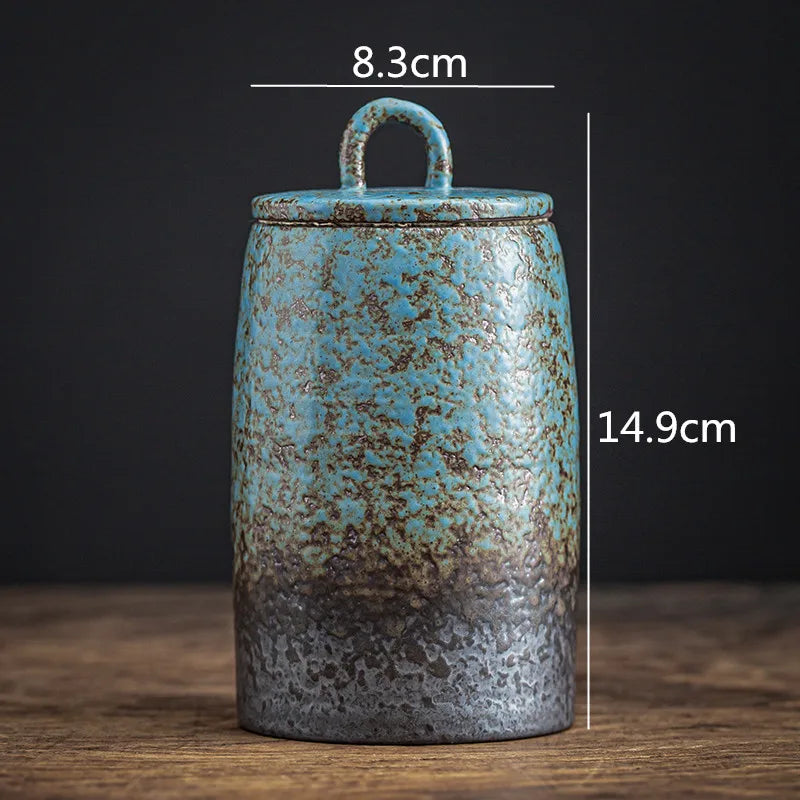 Blue Ceramic Tea Cans Candy Nuts Coffee Beans