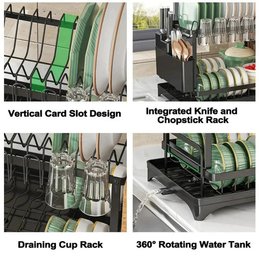 Space Saving Double Tier Dish Drying Rack Rust