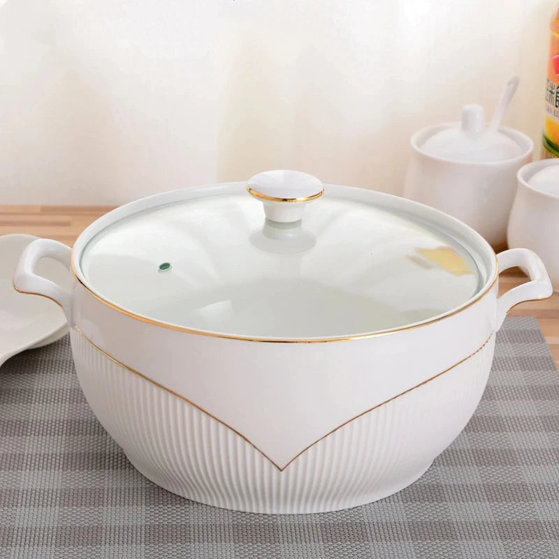 Ceramic Soup Pot Nordic Phnom Penh White Round