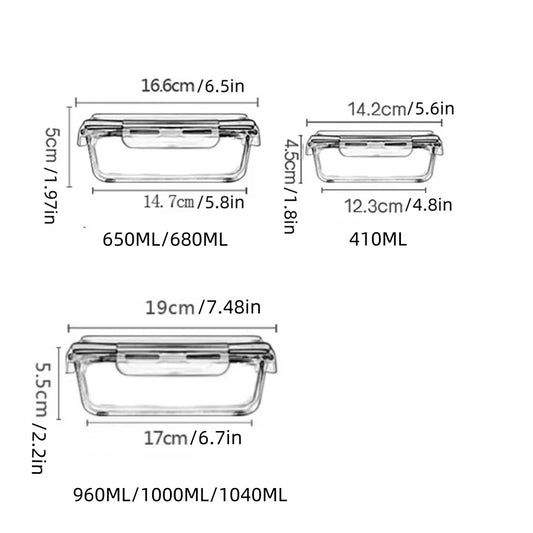 Lunch Box Glass Food Storage Containers Lids Meal