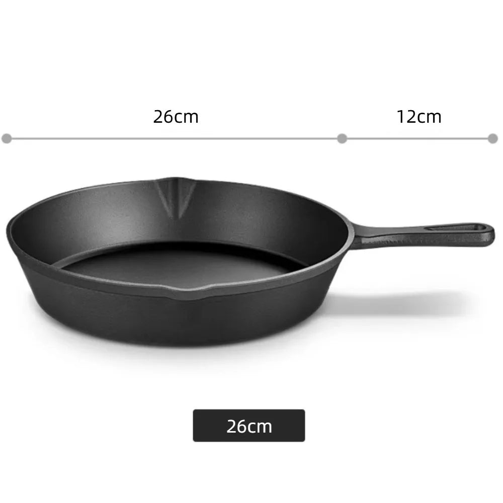 Pre-Seasoned Cast Iron Skillet 10/14/16/20/26cm Thickened Non