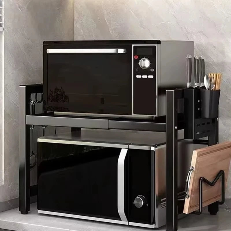 Height Adjustable Microwave Stand Heavy Duty 2-Tier Storage