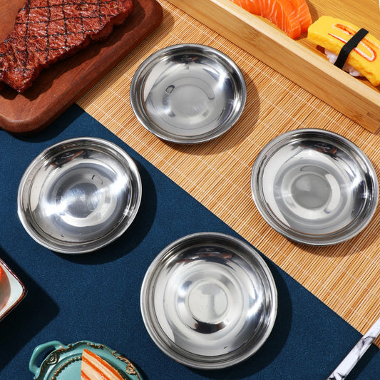 10pcs Dish Sauce Dipping Plate Bowls Stainless Steel