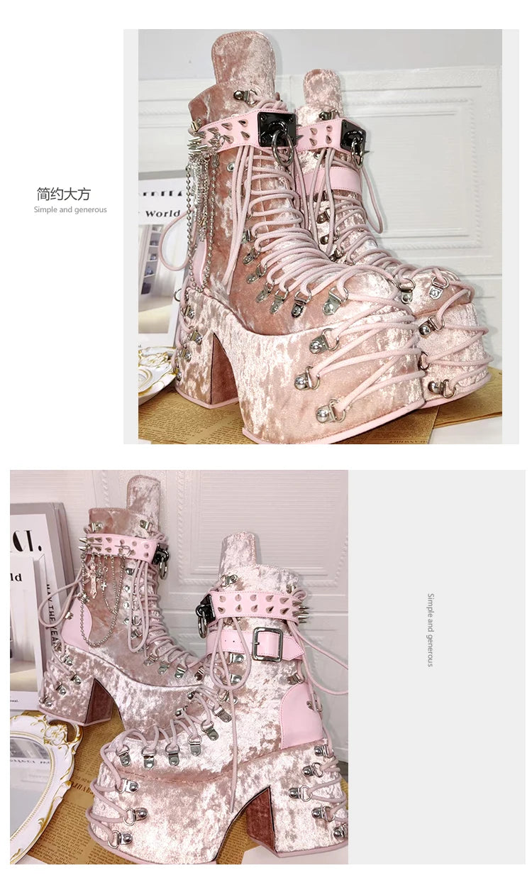 Lolita Punk Shoes Round Head Ultra High Heels