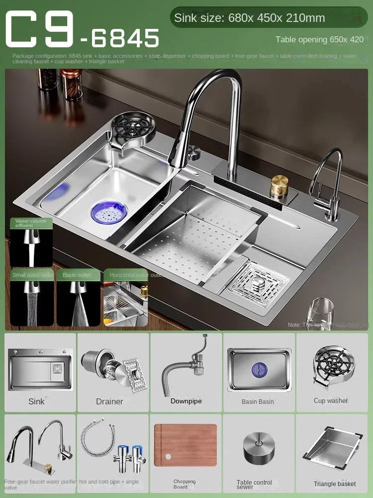 Nano 304 Stainless Steel Sink Waterfall Large Slot