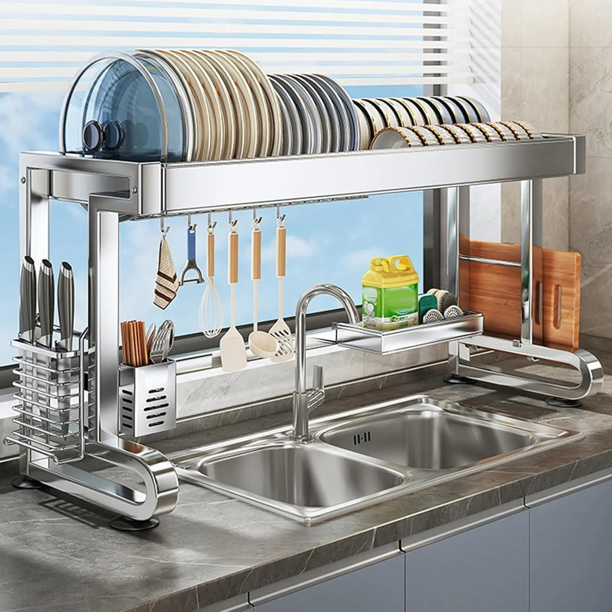 304 Stainless Steel Sink Rack Multi-Functional Dish Drainer