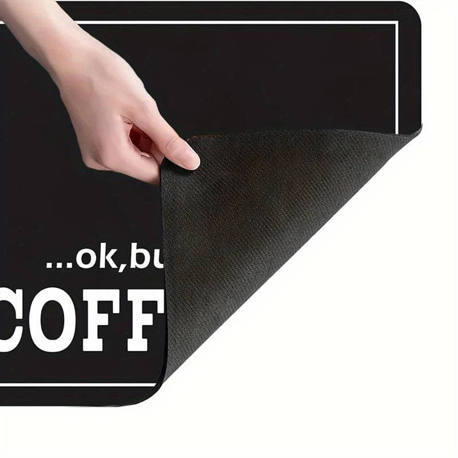 1pc Black Letter Coffee Printed Coffee Machine Mat