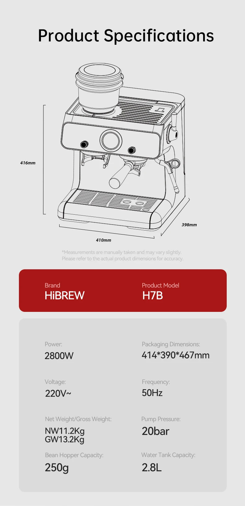 Hibrew Dual Ther Oblocks Barista Pro Espresso Machine