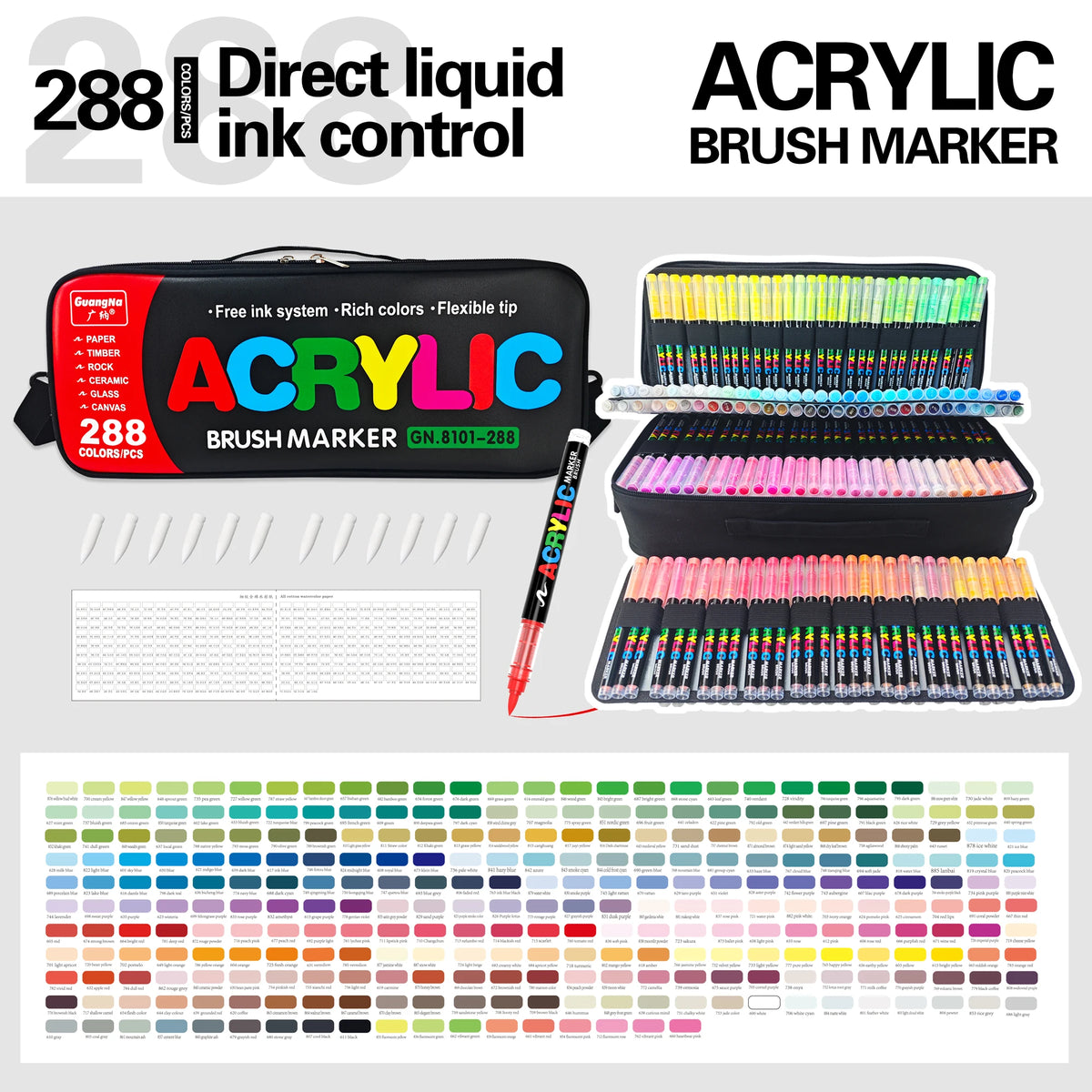 240/288 Colors Acrylic Paint Markers Brush Tip Professional