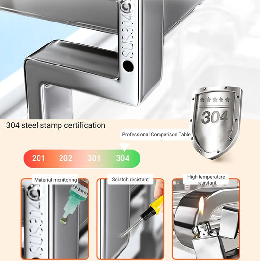 304 Stainless Steel Sink Rack Multi-Functional Dish Drainer
