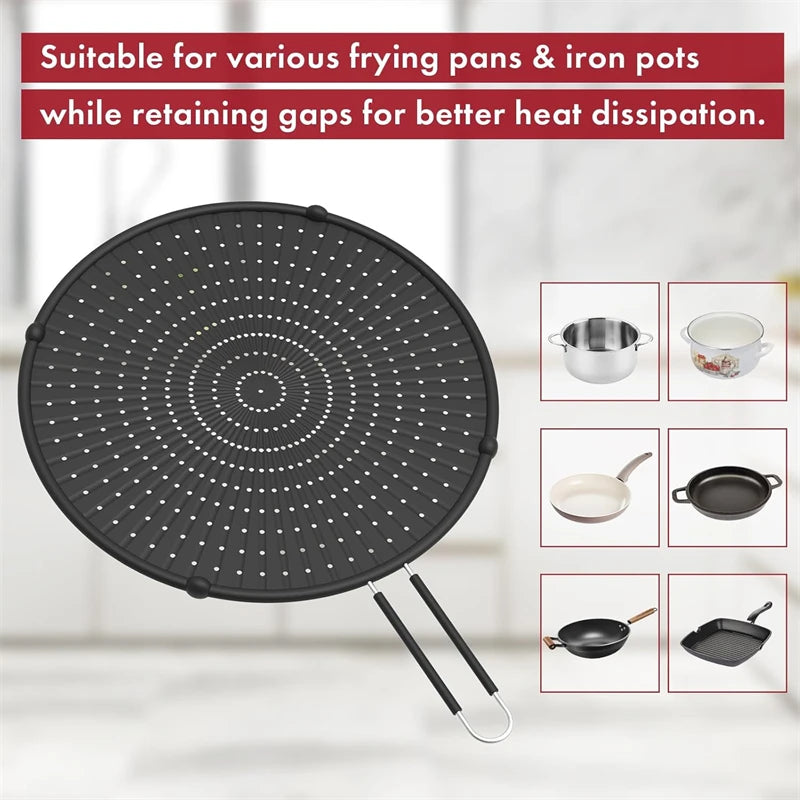 Silicone Splatter Screen Frying Pan 13inch Grease Splatter