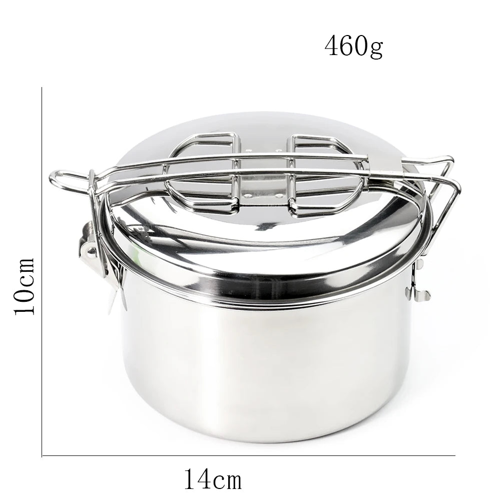Tainless Steel Lunch Box 1200ml Outdoor Cooking Pots
