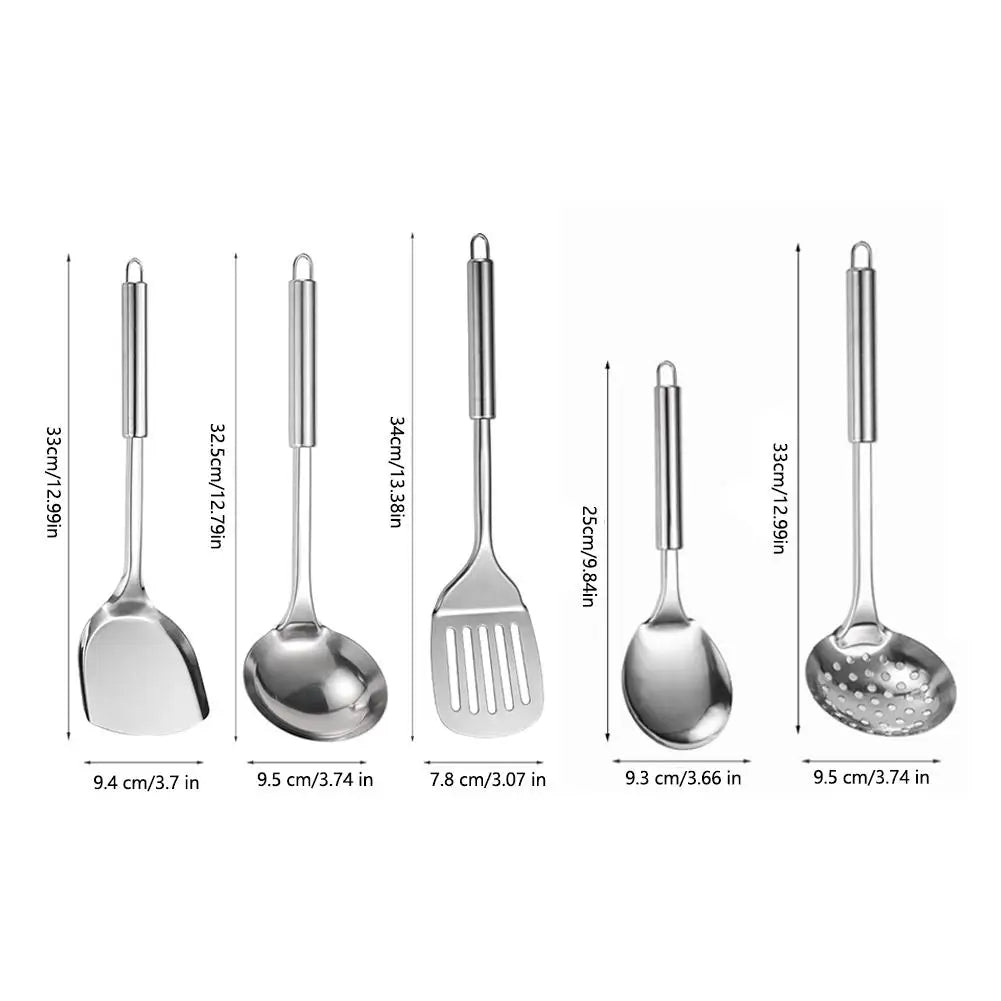 5pcs/Set 304 Stainless Steel Practical Spatula Utensil Cooking
