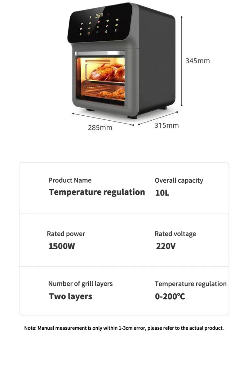 10l Large Capacity Electric Air Fryers Oil-Free Automatic