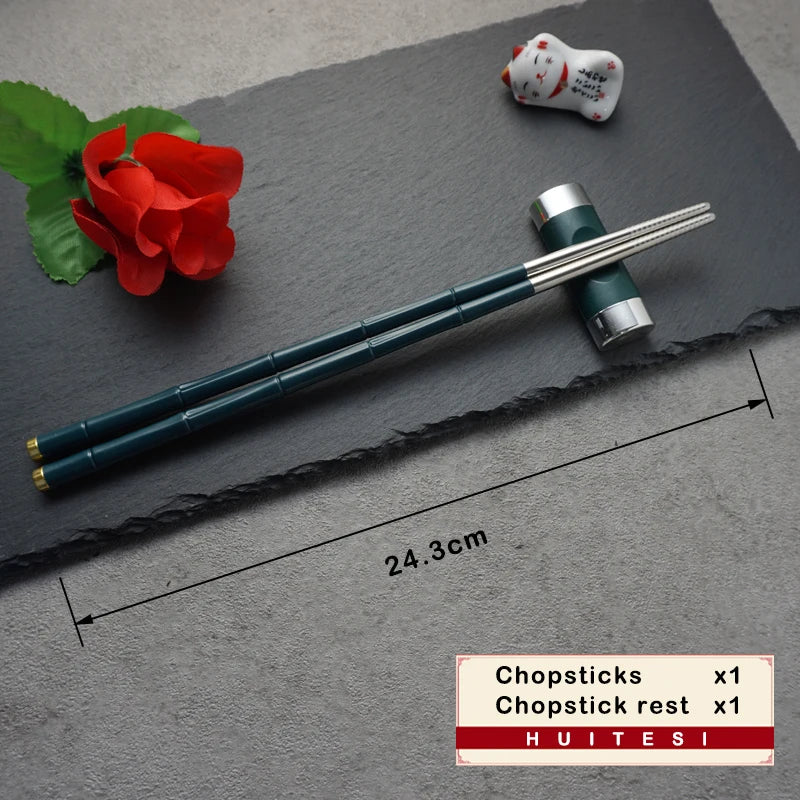 High-End Japanese Stainless Steel Chopsticks Metal Non-Slip Steel