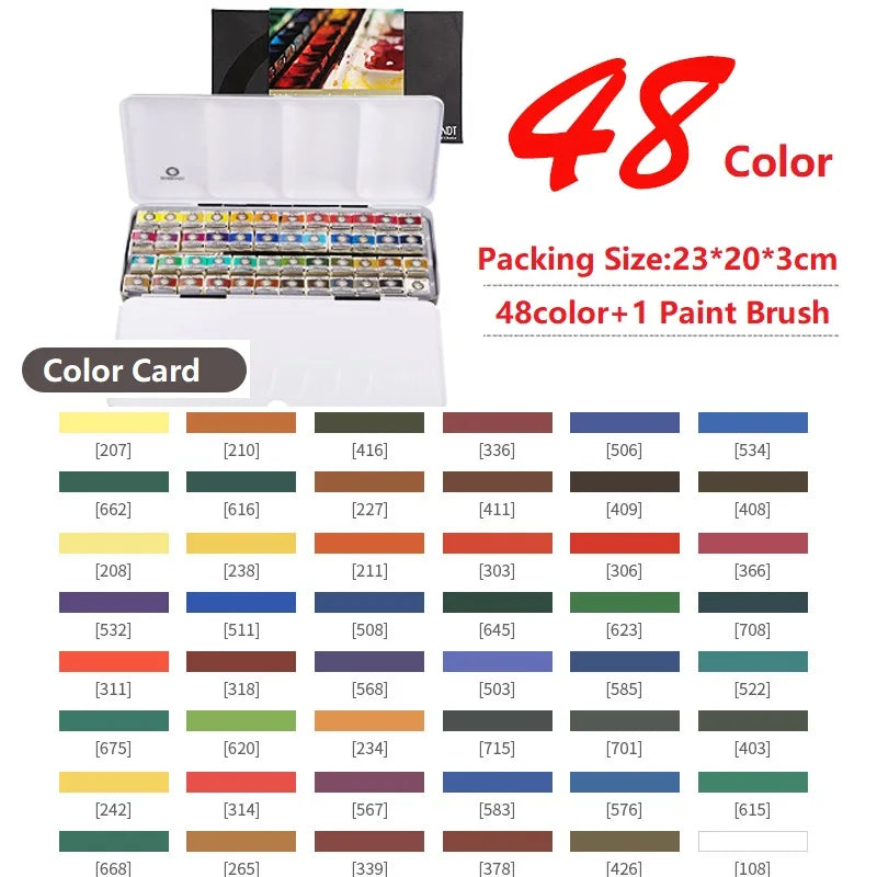 Rembrandt Artist Solid Watercolor Paint 48/36/24/12 Color Half