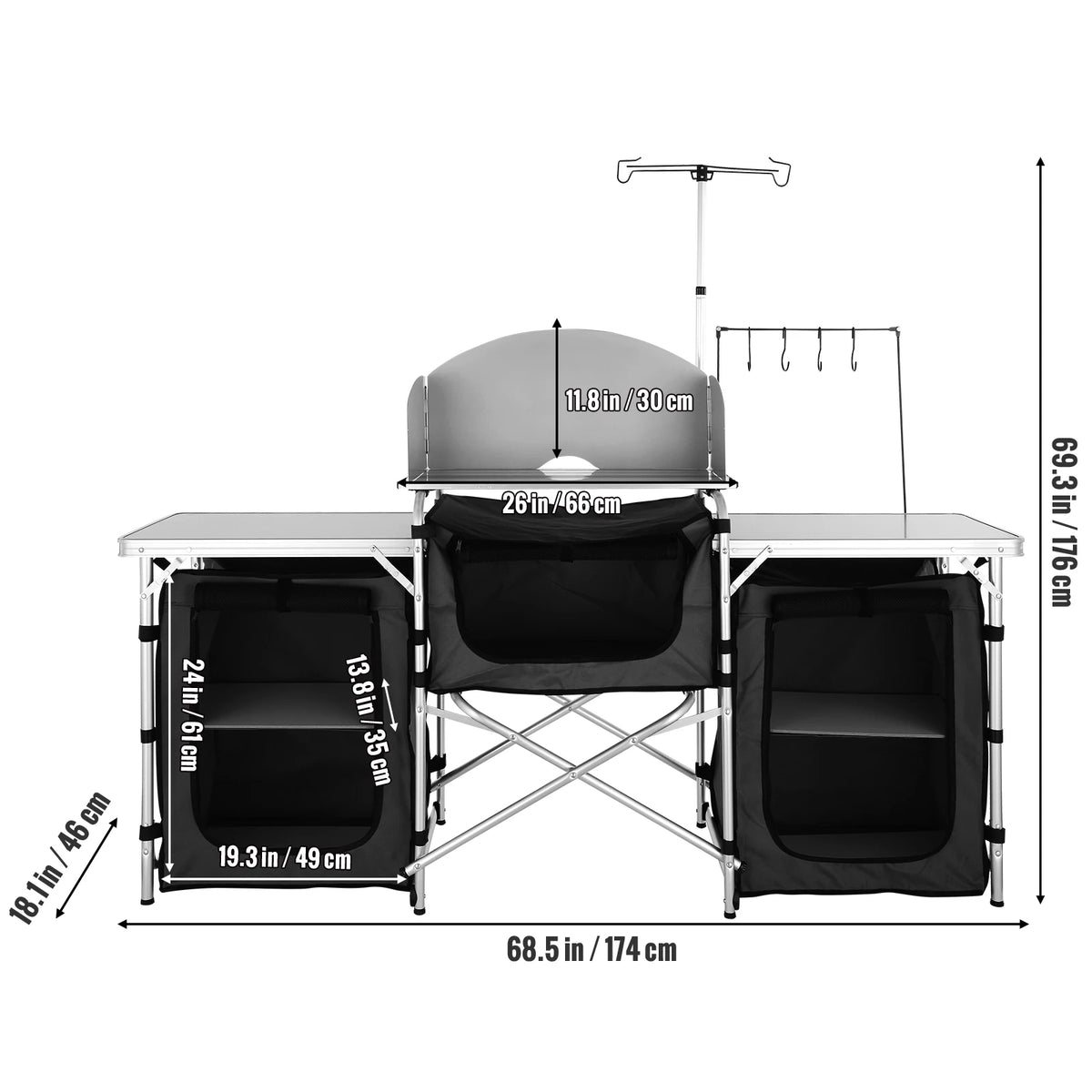 Succebuy Camping Outdoor Table Cabinet Foldable Folding Cooking
