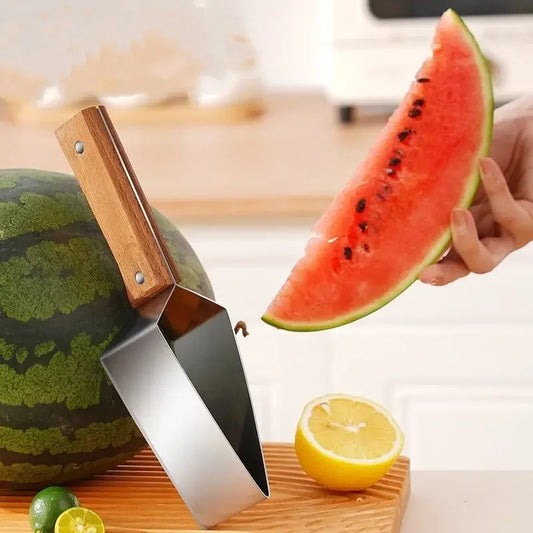 Watermelon Slicer Cut Pieces Stainless Steel Wooden-Handled Knife