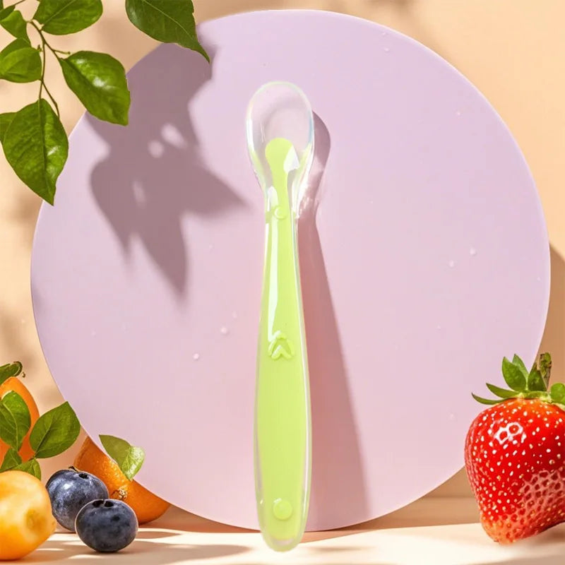 Baby Silicone Spoon Learning Spoon Love Pattern Tableware