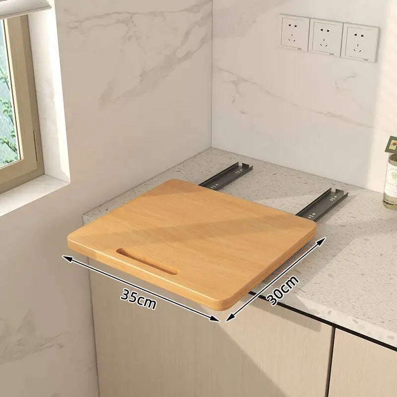 Solid Wood Pull-Out Tray Slide-Out Rack Microwave Rice