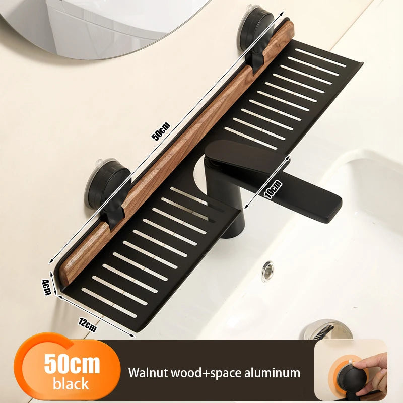 Walnut Suction Cup Bathroom Shower Gel Storage Rack