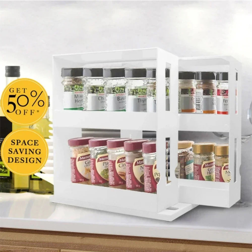 Spice Organizer Rack Multi-Function Tier Rotating Storage Shelf