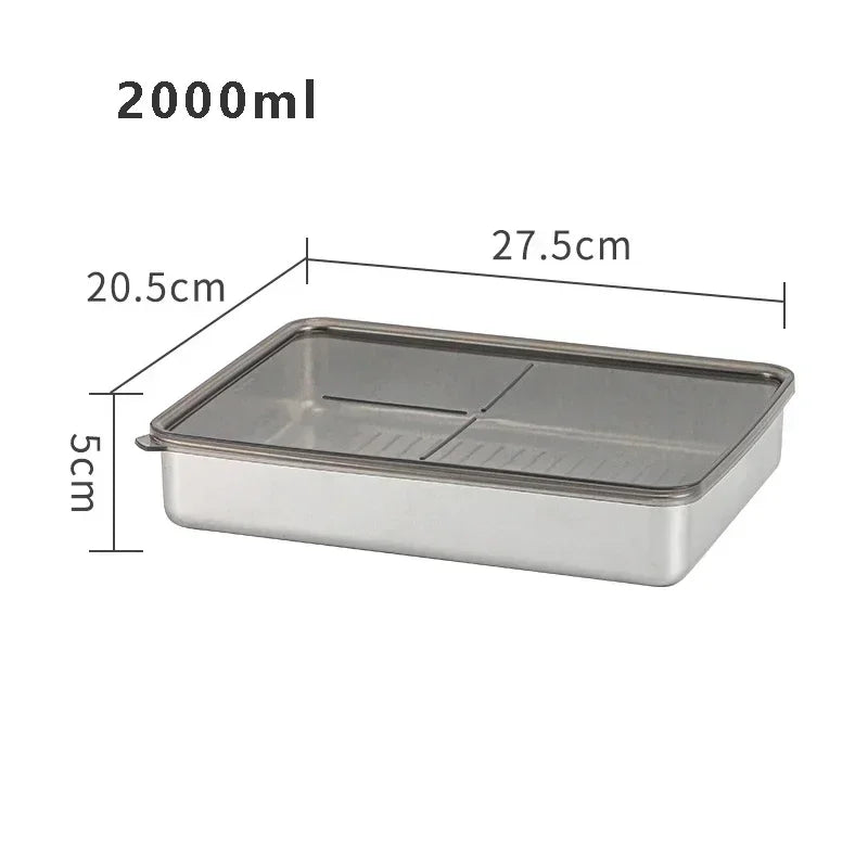Stainless Steel Food Storage Serving Trays Rectangle Sausage