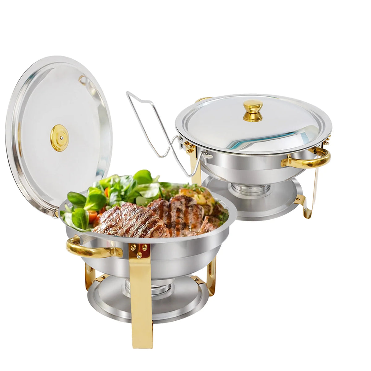 5qt Chafing Dish Buffet Stainless Steel Round Half-Gold