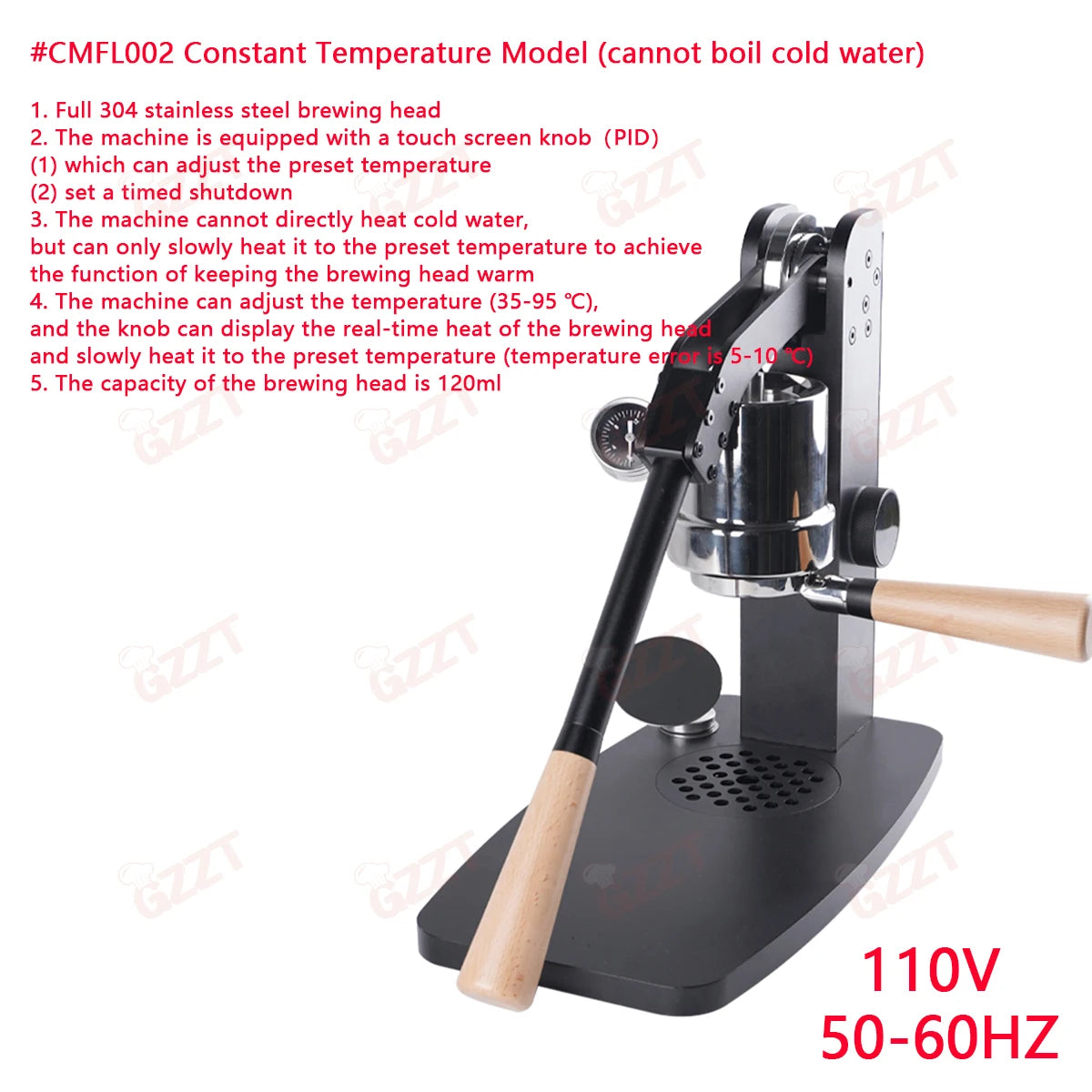 Gzzt Cmfl002 58mm Lever Espresso Machine Pid35-95 Adjustable