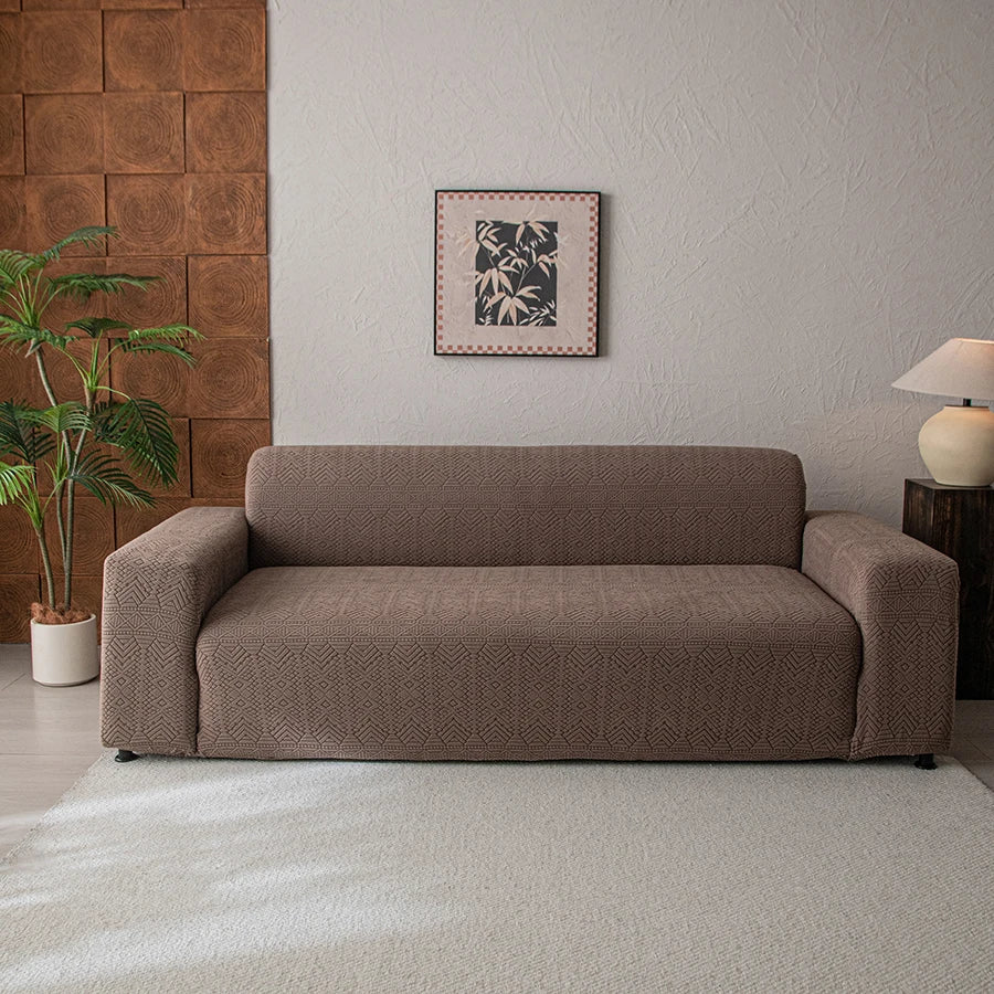 Polar Fleece Jacquard Sofa Cover Geometric Pattern High