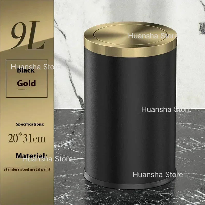Stainless Steel Trash Can Gold Bathroom Bedroom Recycle