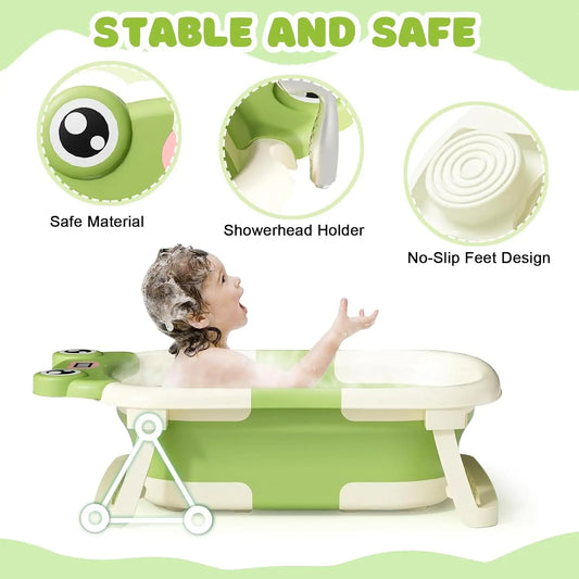 Baby Bath Tub Bath Cushion Foldable Bathtub Thermometer