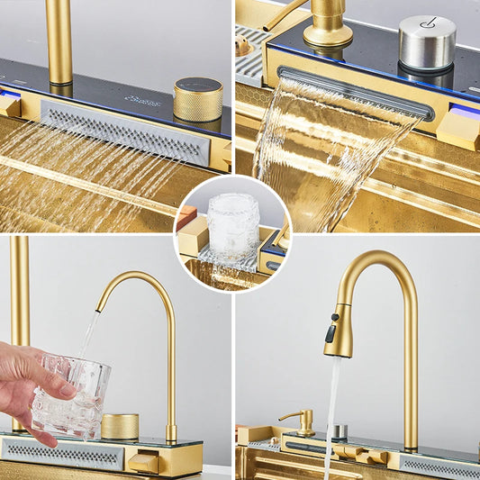 Stainless Steel Sink Faucet 75 45cm Large Bowl
