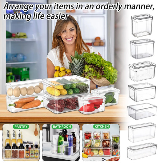 Refrigerator Organizer Bin Stackable Fridge Food Storage Box